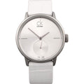 Calvin Klein Accent White Dial White Leather Strap Watch for Women - K2Y231K6