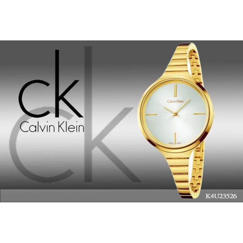 Calvin Klein Lively Silver Dial Gold Steel Strap Watch for Women - K4U23526