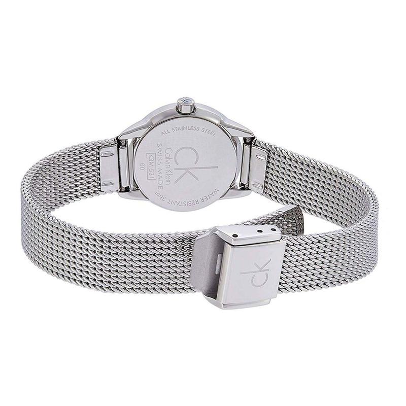 Calvin Klein Minimal Black Dial Silver Mesh Bracelet Watch for Women - K3M53151