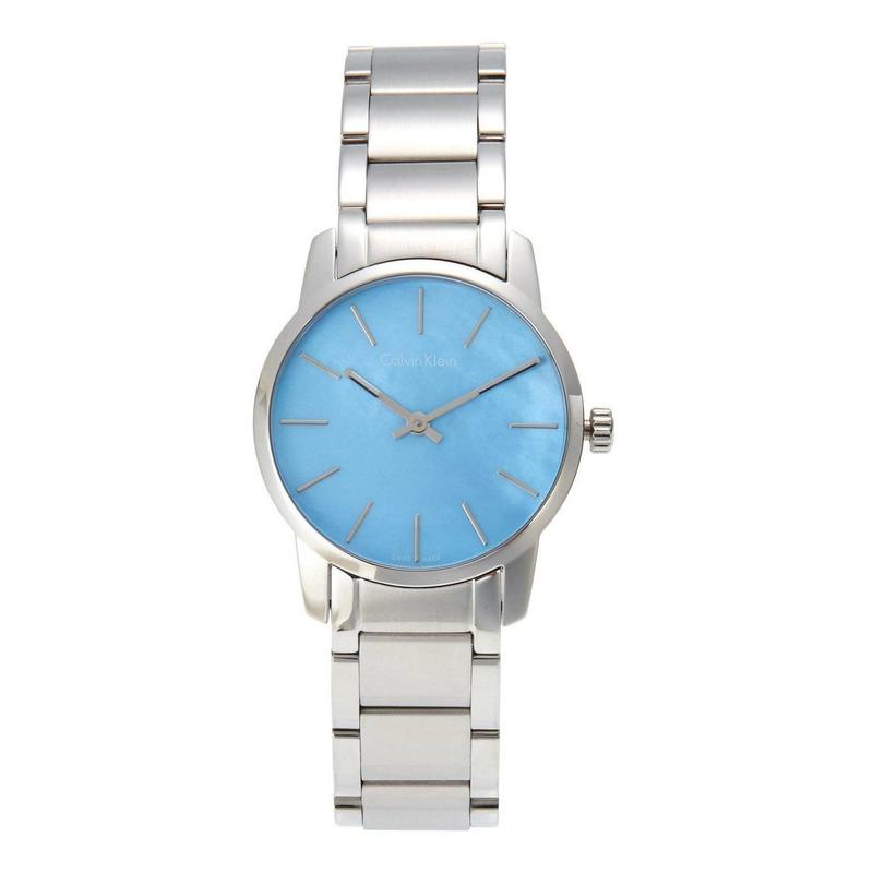 Calvin Klein City Mother of Pearl Blue Dial Silver Steel Strap Watch for Women - K2G2314X