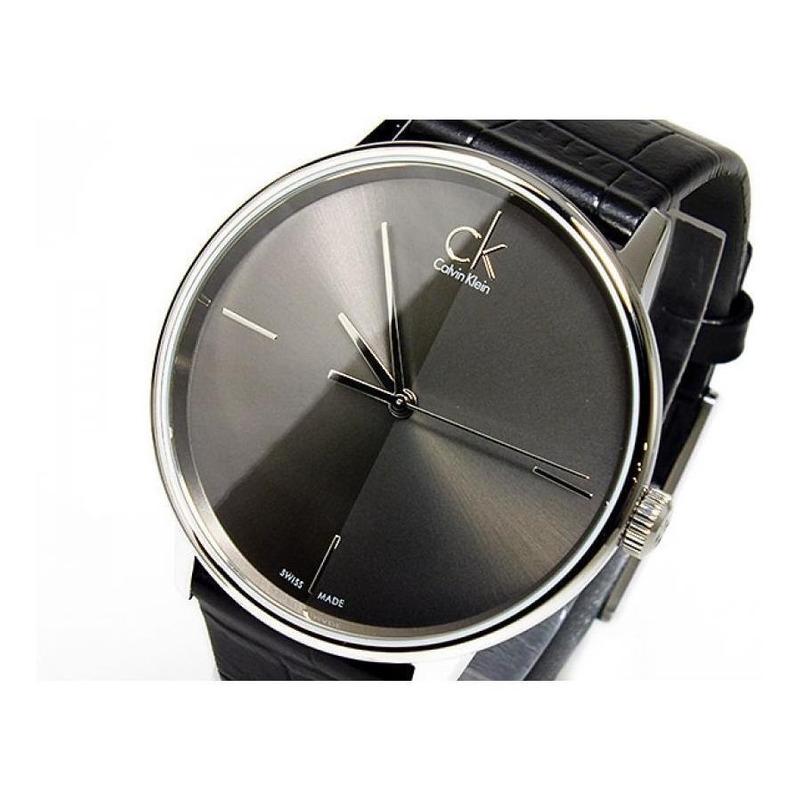 Calvin Klein Accent Black Dial Black Leather Strap Watch for Men - K2Y2X1C3