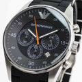 Emporio Armani Sportivo Chronograph Black Dial Black Steel Strap Watch For Men - AR5858
