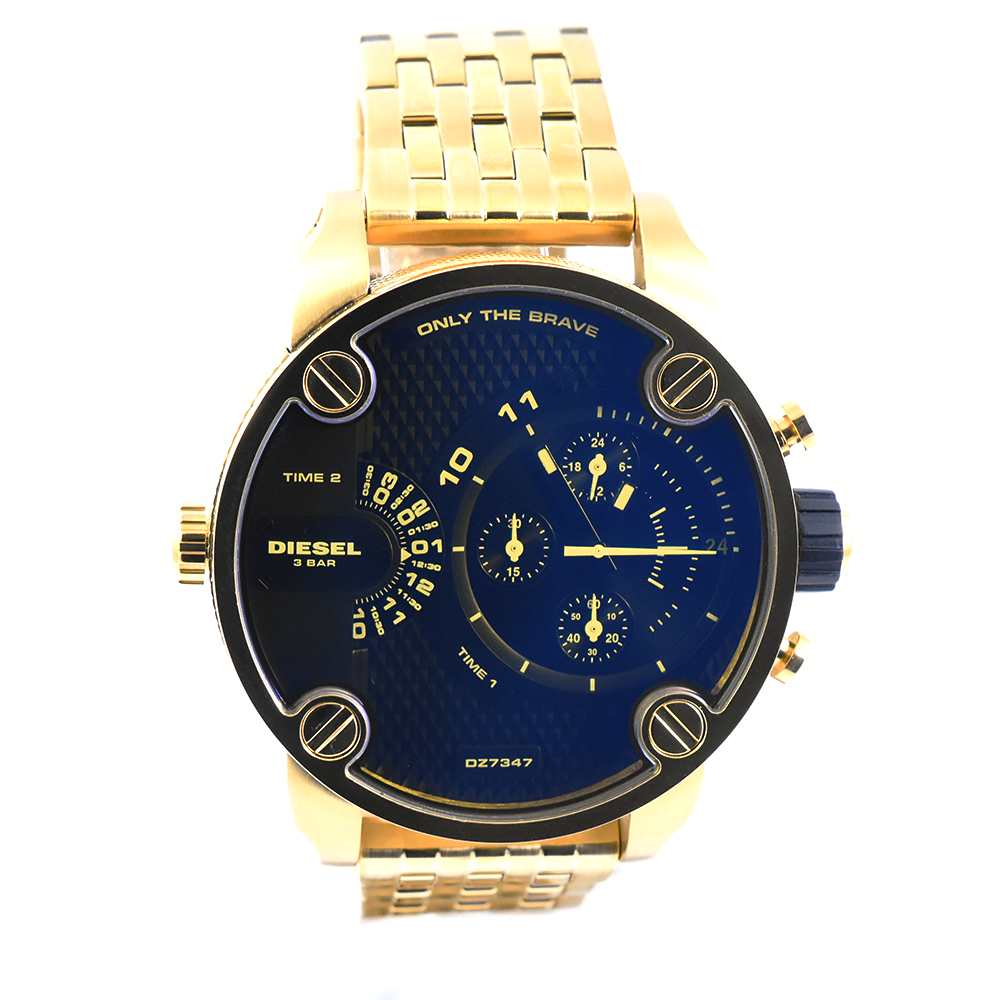 Diesel Mr Daddy Blue Dial Gold Stainless Steel Watch For Men - DZ7347