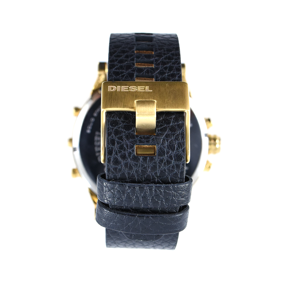 Diesel Mr Daddy Black & Gold Dial Black Leather Strap Watch For Men - DZ7371