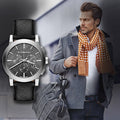 Burberry The City Grey Dial Black Leather Strap Watch for Men - BU9362