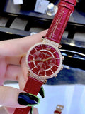 Swarovski Passage Chrono Red Dial Red Leather Strap Watch for Women - 5580345