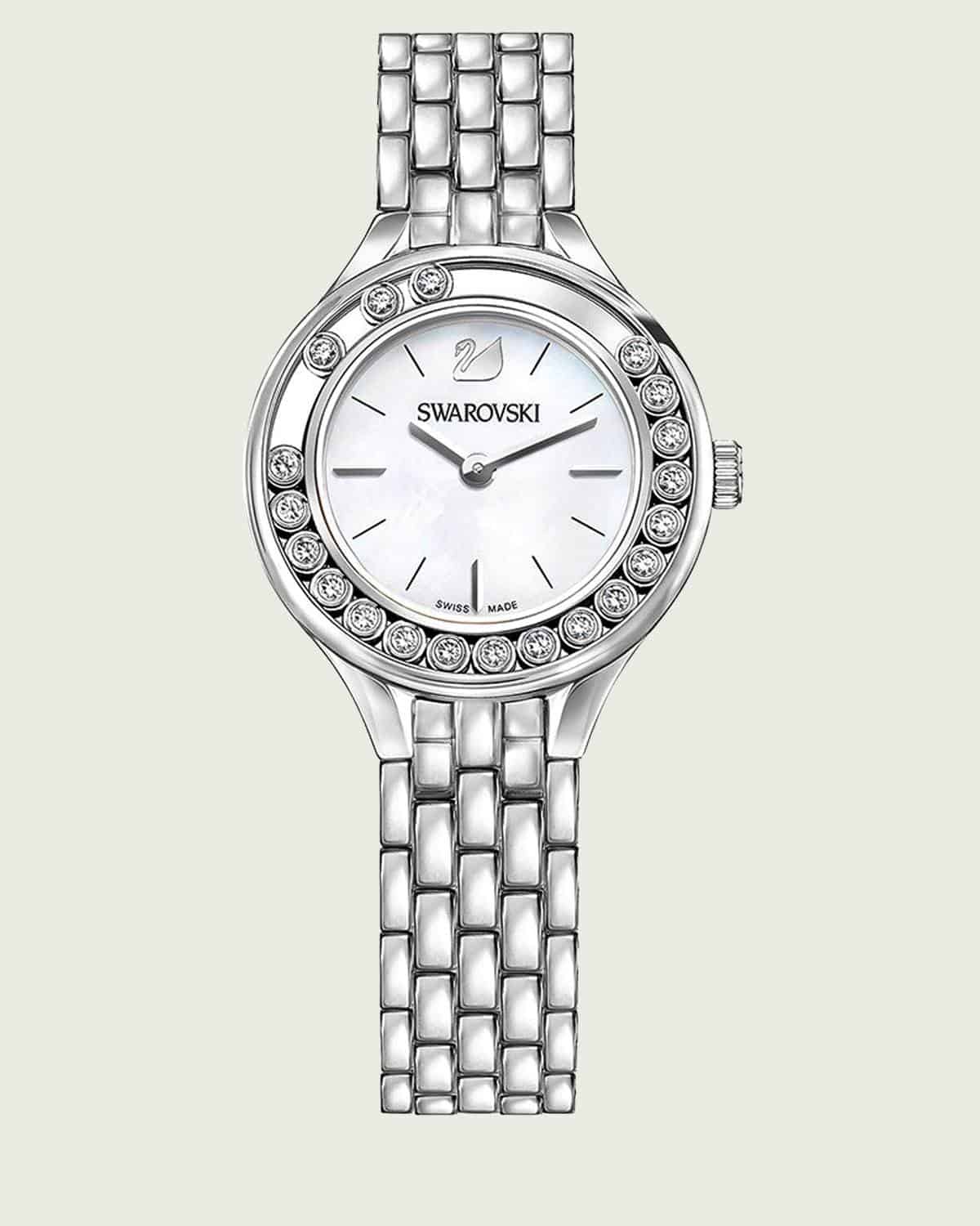 Swarovski Lovely Crystals Mini White Dial Silver Steel Strap Watch for Women - 5242901