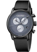 Calvin Klein City Chronograph Grey Dial Black Leather Strap Watch for Men - K2G177C3