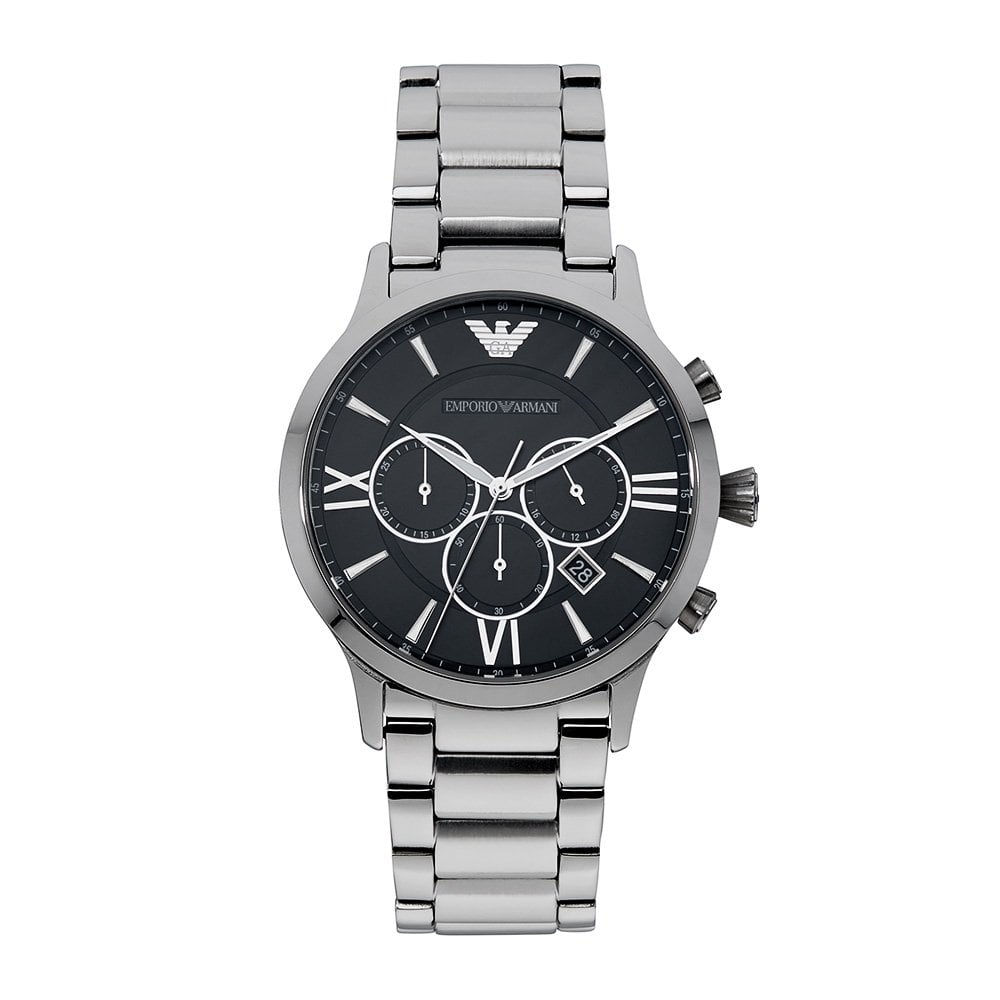 Emporio Armani Giovanni Chronograph Black Dial Silver Steel Strap Watch For Men - AR11208