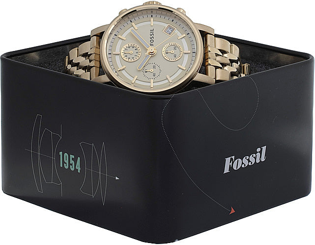 Fossil Boyfriend Chronograph Gold Dial Gold Steel Strap Watch for Women - ES2197