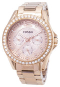 Fossil Riley Multifunction Rose Gold Dial Rose Gold Steel Strap Watch for Women - ES2811