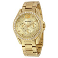 Fossil Riley Gold Dial Gold Steel Strap Watch for Women - ES3203