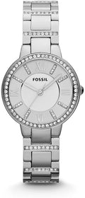 Fossil Virginia Silver Dial Silver Steel Strap Watch for Women - ES3282