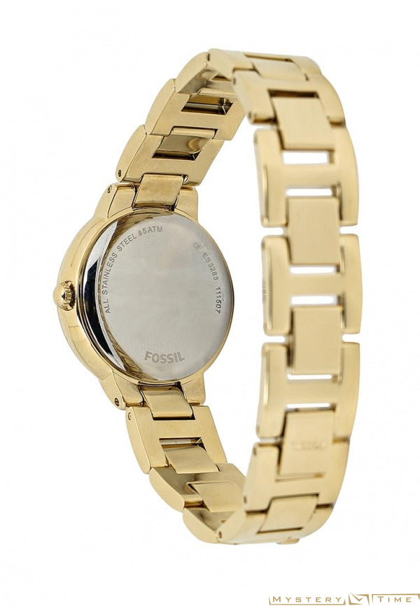 Fossil Virginia White Dial Gold Steel Strap Watch for Women - ES3283