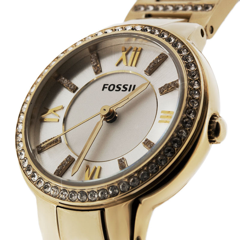 Fossil Virginia White Dial Gold Steel Strap Watch for Women - ES3283