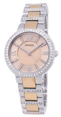 Fossil Virginia Rose Gold Dial Two Tone Steel Strap Watch for Women - ES3405