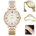 Fossil Jacqueline White Dial Gold Steel Strap Watch for Women - ES3434