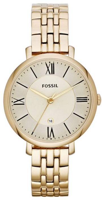 Fossil Jacqueline White Dial Gold Steel Strap Watch for Women - ES3434