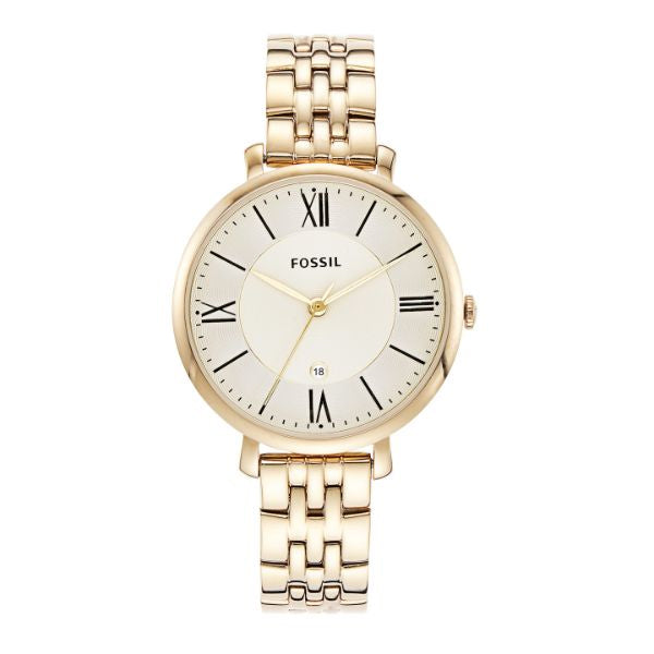 Fossil Jacqueline White Dial Gold Steel Strap Watch for Women - ES3434