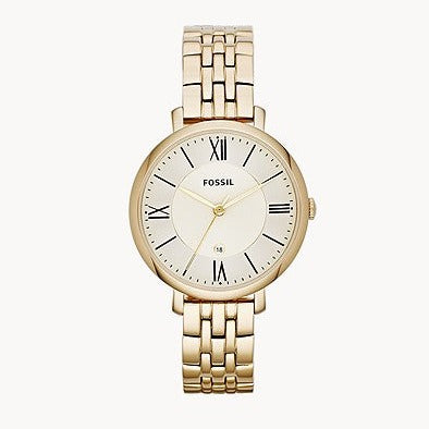 Fossil Jacqueline White Dial Gold Steel Strap Watch for Women - ES3434