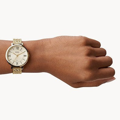 Fossil Jacqueline White Dial Gold Steel Strap Watch for Women - ES3434