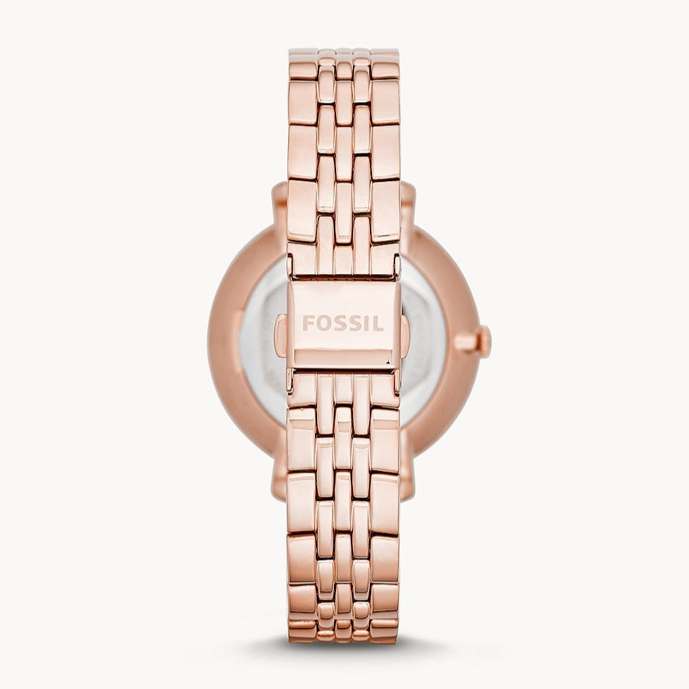 Fossil Jacqueline Rose Gold Dial Rose Gold Steel Strap Watch for Women - ES3435