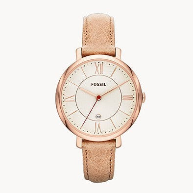 Fossil Jacqueline White Dial Sand Leather Strap Watch for Women - ES3487