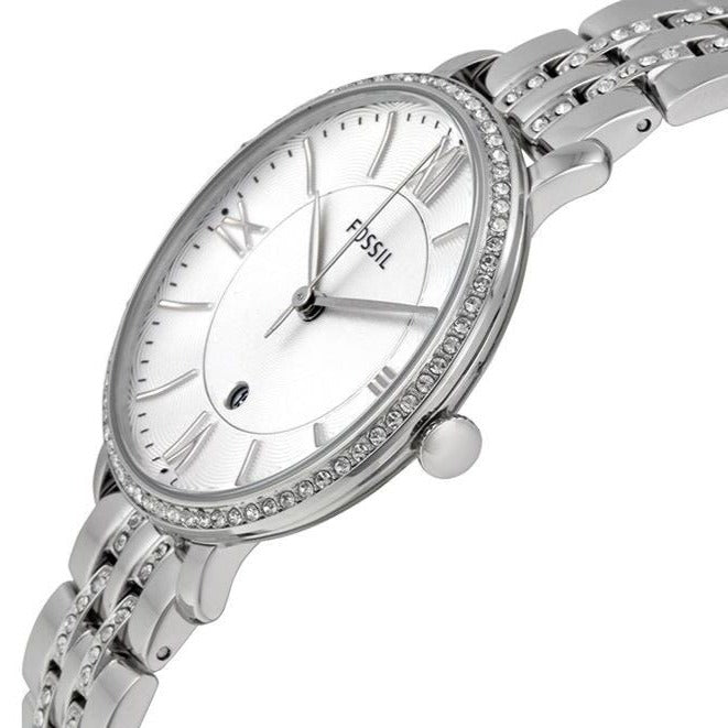 Fossil Jacqueline White Dial Silver Steel Strap Watch for Women - ES3545