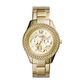 Fossil Stella Multifunction Gold Dial Gold Steel Strap Watch for Women - ES3589