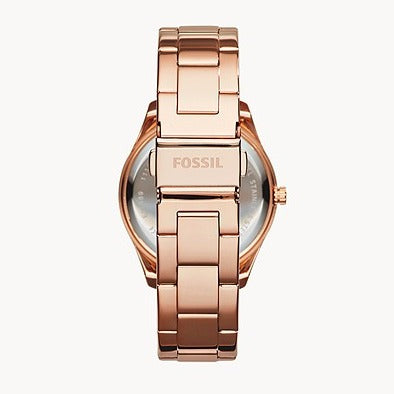 Fossil Stella Rose Gold Dial Rose Gold Steel Strap Watch for Women - ES3590