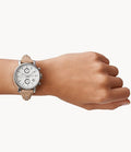 Fossil Boyfriend Chronograph White Dial Brown Leather Strap Watch for Women - ES3625