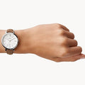 Fossil Jacqueline White Dial Brown Leather Strap Watch for Women - ES3708