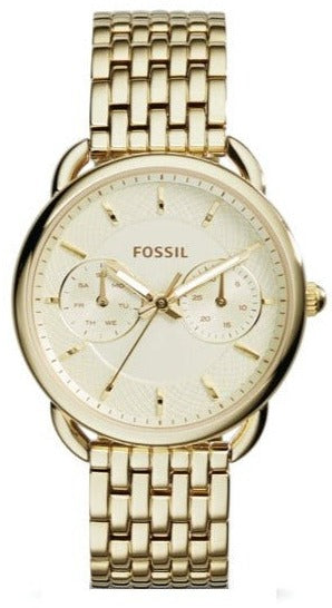 Fossil Tailor Gold Dial Gold Steel Strap Watch for Women - ES3714