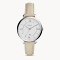 Fossil Jacqueline White Dial Beige Leather Strap Watch for Women - ES3793