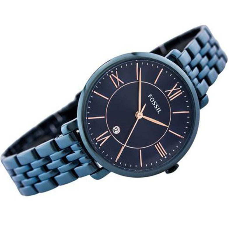 Fossil Jacqueline Blue Dial Blue Steel Strap Watch for Women - ES4094