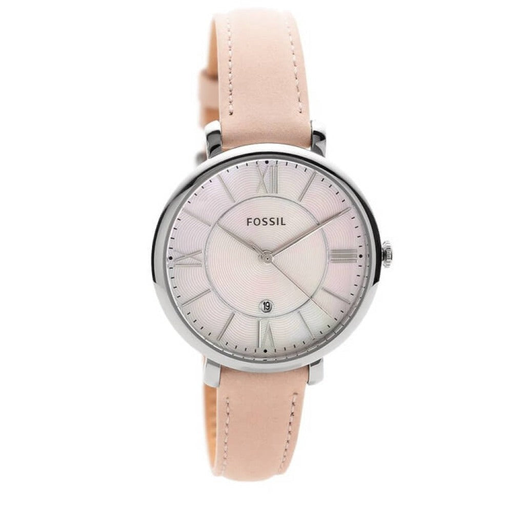 Fossil Jacqueline Blush Mother of Pearl Dial Pink Leather Strap Watch for Women - ES4151