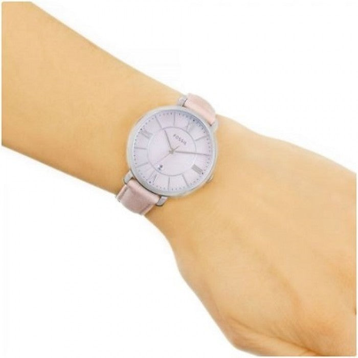 Fossil Jacqueline Blush Mother of Pearl Dial Pink Leather Strap Watch for Women - ES4151