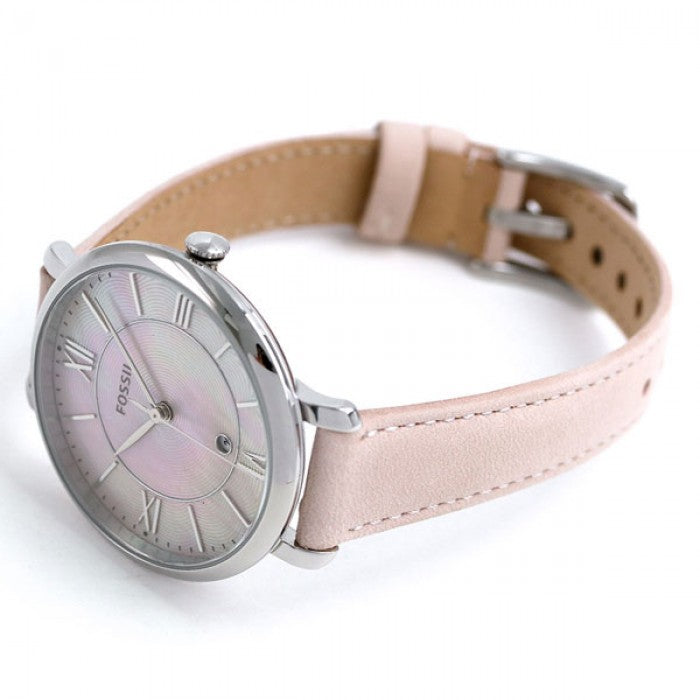 Fossil Jacqueline Blush Mother of Pearl Dial Pink Leather Strap Watch for Women - ES4151