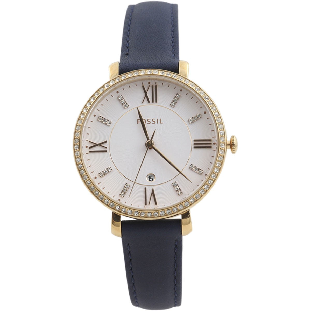 Fossil Jacqueline White Dial Blue Leather Strap Watch for Women - ES4291