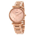 Fossil Carlie Rose Gold Dial Rose Gold Steel Strap Watch for Women - ES4301