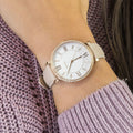 Fossil Jacqueline White Dial Pink Leather Strap Watch for Women - ES4303