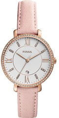 Fossil Jacqueline White Dial Pink Leather Strap Watch for Women - ES4303