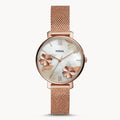 Fossil Jacqueline White Dial Rose Gold Mesh Bracelet Watch for Women - ES4534