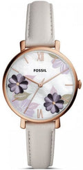 Fossil Jacqueline Mother of Pearl Dial White Leather Strap Watch for Women - ES4672