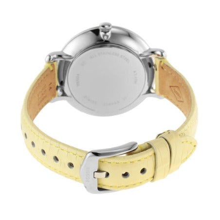 Fossil Jacqueline Three-Hand Silver Dial Yellow Leather Strap Watch for Women - ES4812