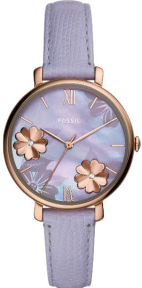 Fossil Jacqueline Purple Dial Purple Leather Strap Watch for Women - ES4814