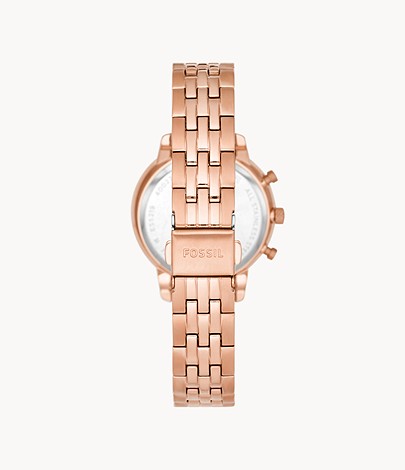 Fossil Boyfriend Chronograph Rose Gold Dial Rose Gold Steel Strap Watch for Women - ES3380