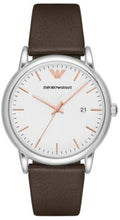 Emporio Armani White Dial Brown Leather Strap Watch For Men - AR11103