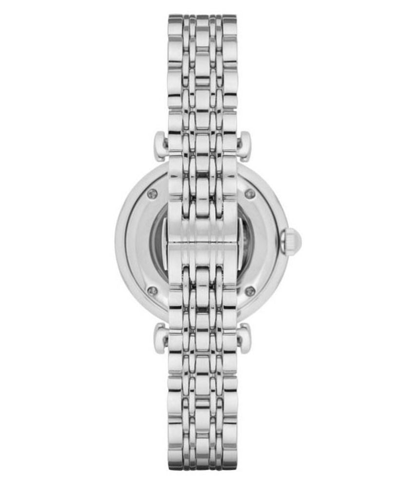 Emporio Armani Meccanico Mother of Pearl Dial Silver Steel Strap Watch For Women - AR1991