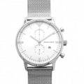 Emporio Armani Classic Chronograph Quartz Silver Dial Silver Mesh Bracelet Watch For Men - AR0390